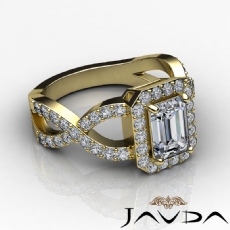 Halo Sidestone Cross-Shank diamond Ring 18k Gold Yellow