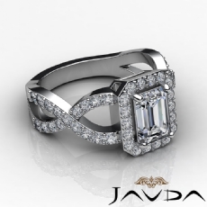 Halo Sidestone Cross-Shank diamond Ring 14k Gold White