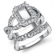 14K White Gold Emerald Diamond Engagement Ring Bridal Sets Pave Setting 1.2ct.