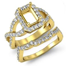 14k Gold Yellow Emerald Diamond Engagement Ring Bridal Sets Pave Setting  (1.2Ct. tw.)