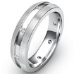 Diamond Men Eternity Wedding Band Side Brushed Platinum 950 Solid Ring 0.16Ct
