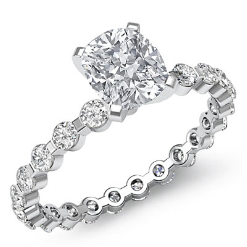 Bar Setting Eternity diamond Ring 14k Gold White