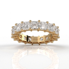 Women's Wedding Band Asscher Shared Prong Lab Grown Diamond 14k Gold Yellow  (5.3Ct. tw.)
