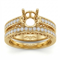 Round Diamond Engagement Ring Bridal Setting 14k Gold Yellow Wedding Band (0.61Ct. tw.)