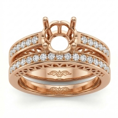 Round Diamond Engagement Ring Bridal Setting 18k Rose Gold Wedding Band (0.61Ct. tw.)