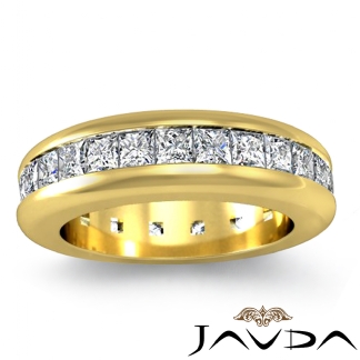 Channel Set Eternity Womens Band Princess Cut Diamond Ring 14k Gold Yellow 2.5Ct