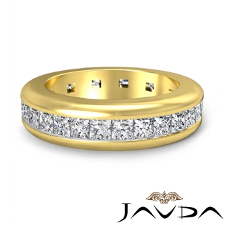 Channel Set Eternity Womens Band Princess Cut Diamond Ring 14k Gold Yellow 2.5Ct