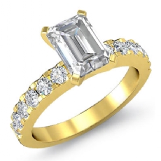 Prong Set Classic Sidestone diamond Ring 18k Gold Yellow