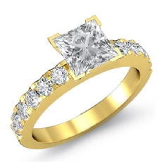 Prong Set Classic Sidestone diamond Ring 18k Gold Yellow