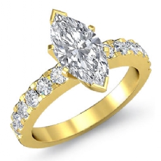 Prong Set Classic Sidestone diamond Ring 14k Gold Yellow