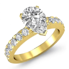 Prong Set Classic Sidestone diamond Ring 14k Gold Yellow