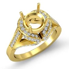 Diamond Solitaire Engagement Semi Mount Ring 18k Gold Yellow Halo Setting (1.2Ct. tw.)