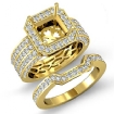 2Ct 3 Row Diamond Engagement Ring Bridal Setting 14k Yellow Gold Semi Mount - javda.com 