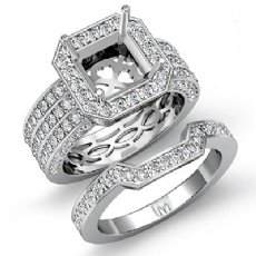 2Ct 3 Row Diamond Engagement Ring Bridal Setting 14K White Gold Semi Mount