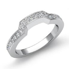 Pave Diamond Women's Half Wedding Band Matching Set Ring 14k White Gold 0.50Ct