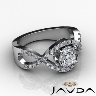 1/2Ct Diamond Engagement Ring Halo Pave Setting 14k White Gold Round Semi Mount