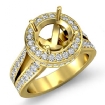 Diamond Engagement Semi Mount Ring 14k Yellow Gold Halo Setting Split Shank 1.3Ct - javda.com 