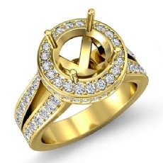 Diamond Engagement Semi Mount Ring 18k Gold Yellow Halo Setting Split Shank  (1.3Ct. tw.)