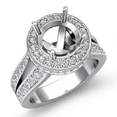 Diamond Engagement Semi Mount Ring 14k White Gold Halo Setting Split Shank 1.3Ct