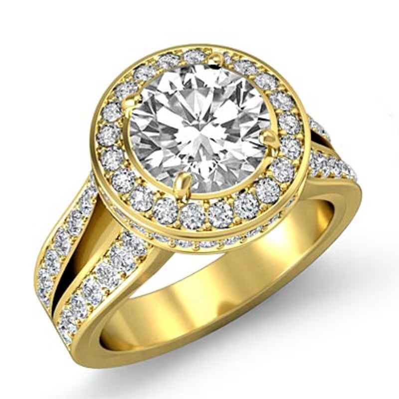 Circa Halo Split-Shank Pave diamond  18k Gold Yellow