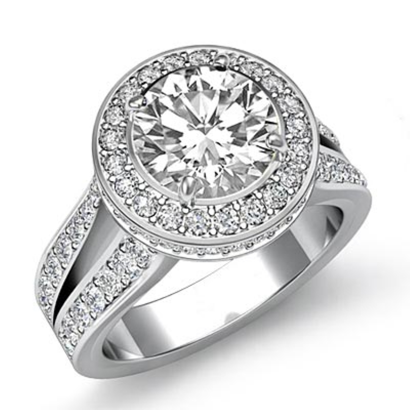 Circa Halo Split-Shank Pave diamond Ring 14k Gold White