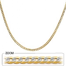 14k 2Tone Gold Men's Solid Cuban Chain (3.10mm,18