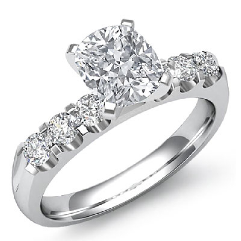 Classic 6 Stone Prong Shank diamond Ring 14k Gold White