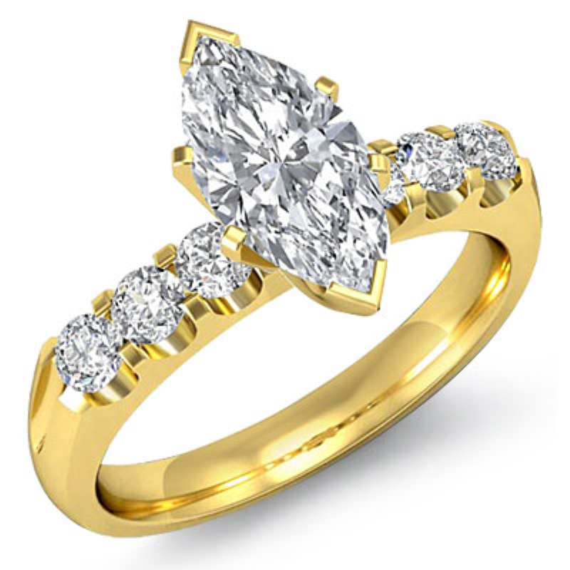 Classic 6 Stone Prong Shank diamond Hot Deals 14k Gold Yellow