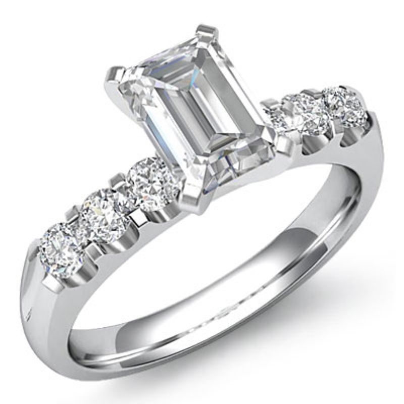 Classic 6 Stone Prong Shank diamond Ring 14k Gold White