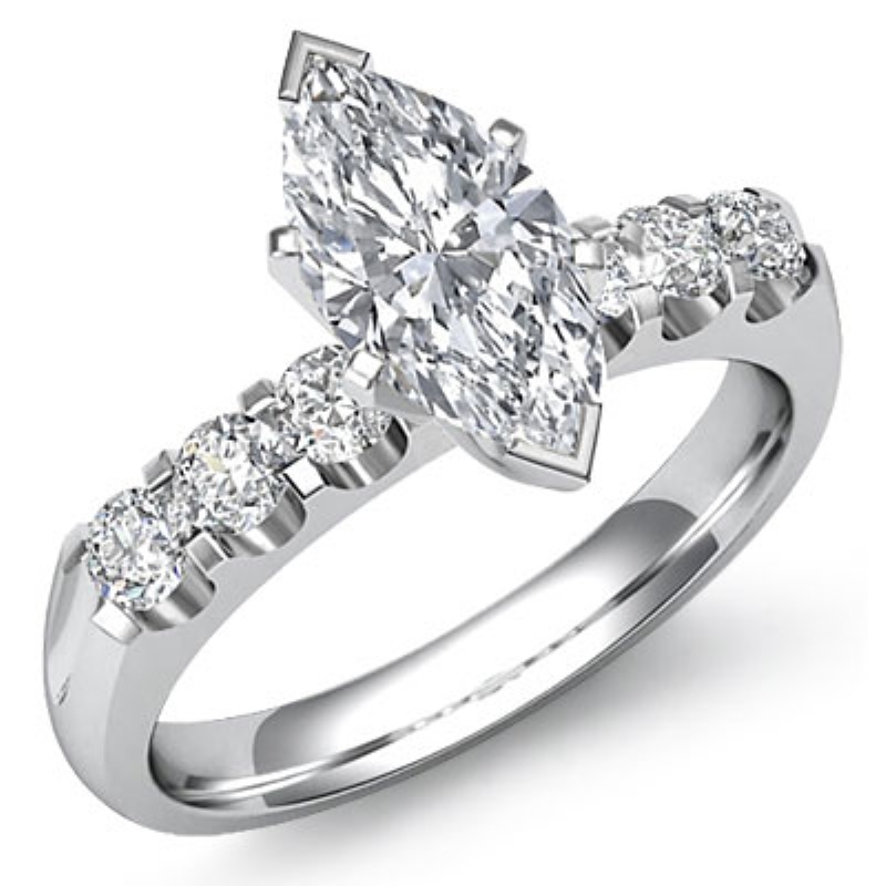 Classic 6 Stone Prong Shank diamond Ring 14k Gold White