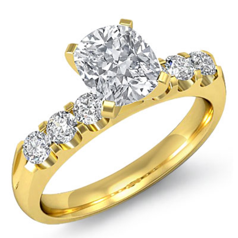 Classic 6 Stone Prong Shank diamond Ring 14k Gold Yellow