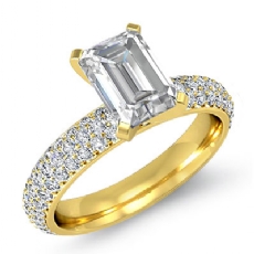 3 Row Micro Pave Set Shank diamond Ring 18k Gold Yellow