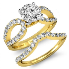 Split Curve Shank Bridal Set diamond Ring 18k Gold Yellow