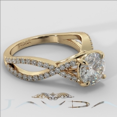 Cross Shank French Pave Set diamond Ring 18k Gold Yellow