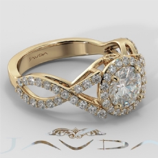 Criss Cross Halo Pave Accents diamond Ring 18k Gold Yellow