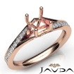 Pave Set Tapered Diamond Engagement Cushion Semi Mount Ring 18k Rose Gold 0.35Ct - javda.com 