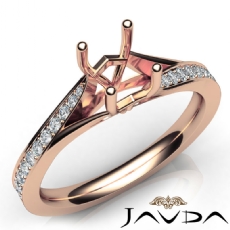 Pave Set Tapered Diamond Engagement Cushion Semi Mount Ring 14k Rose Gold  (0.35Ct. tw.)