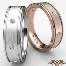 Parallel Grooves Diamond Eternity Men's Wedding Band  14k Rose Gold (0.15Ct. tw.)