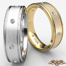 Parallel Grooves Diamond Eternity Men's Wedding Band  18k Gold Yellow (0.15Ct. tw.)