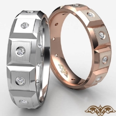 Beveled Edge Matte Diamond Eternity Men's Wedding Band 14k Rose Gold  (0.15Ct. tw.)