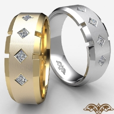 Comfort Fit Bezel Diamond Men's Wedding Band 14k Gold Yellow  (0.2Ct. tw.)