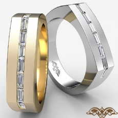 Matte Euro Style Baguette Diamond Men's Half Wedding Band Platinum 950  (0.5Ct. tw.)