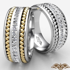 1 Carat Channel Diamond Rope Design Men's Eternity Wedding Band 14k 2 Tone Gold