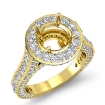 2.1Ct Diamond Engagement Round Semi Mount Halo Pave Setting Ring 14k Yellow Gold - javda.com 