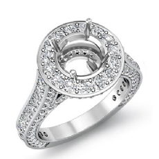 2.1Ct Diamond Engagement Round Semi Mount Halo Pave Setting Ring 14k White Gold