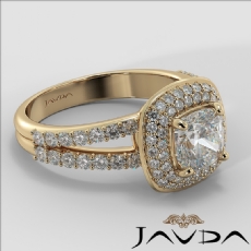 Double Halo Pave Split Shank diamond Ring 18k Gold Yellow
