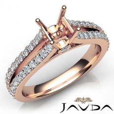 Diamond Engagement Split Shank Setting Asscher Semi Mount Ring 14k Rose Gold  (0.65Ct. tw.)