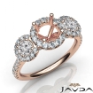 3 Stone Diamond Engagement Round Semi Mount Setting Ring 14k Rose Gold 1Ct - javda.com 