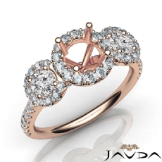 3 Stone Diamond Engagement Round Semi Mount Setting Ring 14k Rose Gold  (1Ct. tw.)