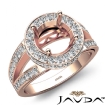 Round Semi Mount Diamond Engagement Halo Pave Setting Ring 18k Rose Gold 0.76Ct - javda.com 